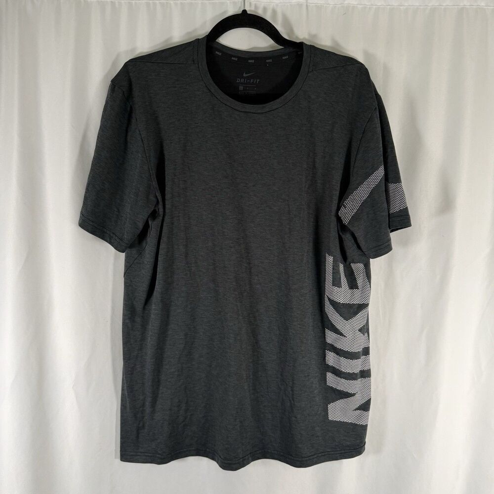 Nike Shirt Men's Large Grey Swoosh Short Sleeve Crew Neck Pullover